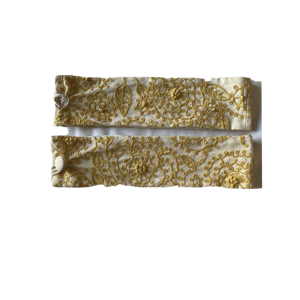 Pottery Barn Curtain Tie Back Embroidered Yellow & Khaki